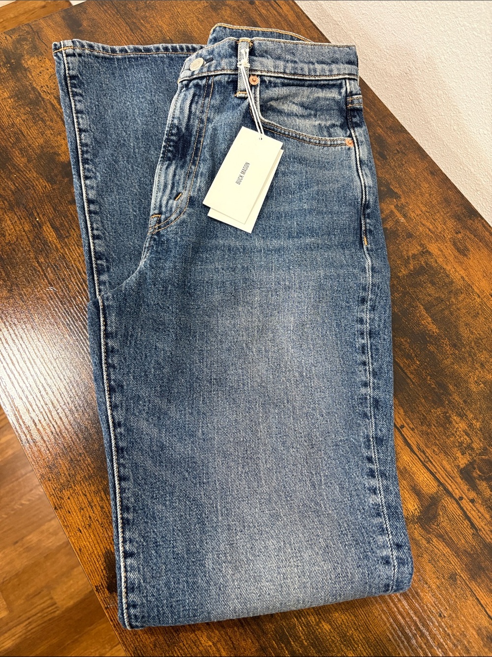 Buck Mason M082 Roper Jeans Size 26 Japanese Denim High Rise Bootcut Blue$208